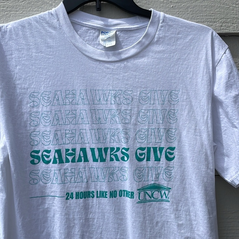Port & Company White Tee with Teal Graphic